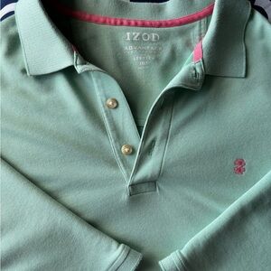 Izod Mint Green Polo with Pink Trim